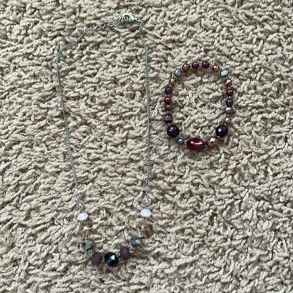 Purple Necklace & Bracelet Set
